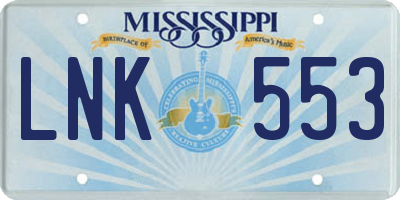 MS license plate LNK553