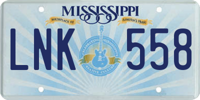 MS license plate LNK558