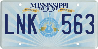MS license plate LNK563