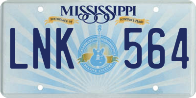 MS license plate LNK564