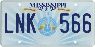 MS license plate LNK566