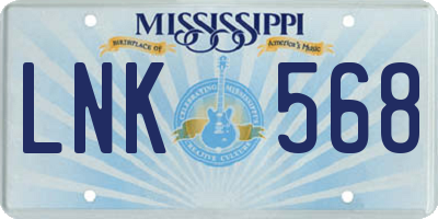 MS license plate LNK568