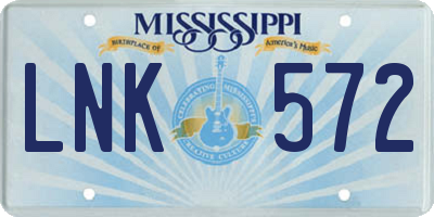 MS license plate LNK572