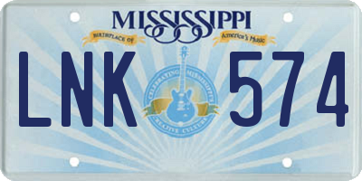 MS license plate LNK574