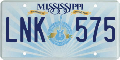 MS license plate LNK575