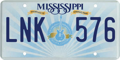 MS license plate LNK576