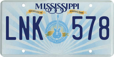 MS license plate LNK578