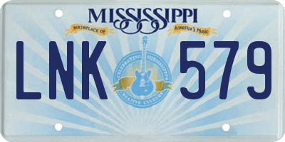 MS license plate LNK579