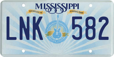 MS license plate LNK582