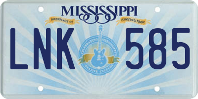 MS license plate LNK585