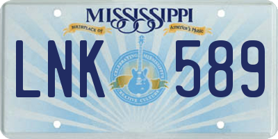MS license plate LNK589
