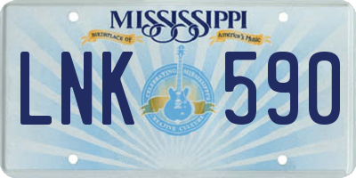 MS license plate LNK590