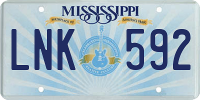MS license plate LNK592
