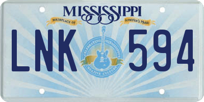 MS license plate LNK594
