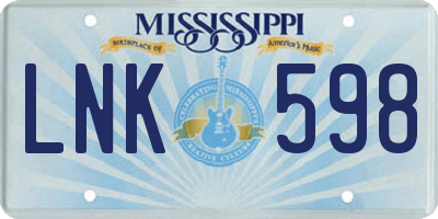 MS license plate LNK598