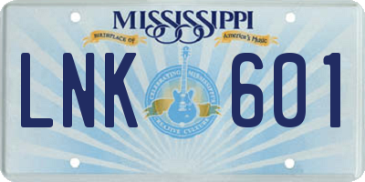 MS license plate LNK601