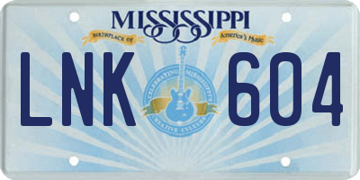MS license plate LNK604