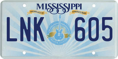 MS license plate LNK605