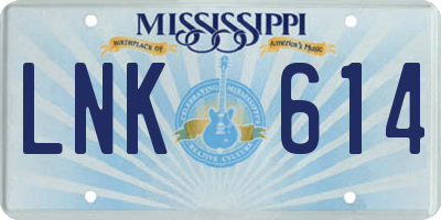 MS license plate LNK614
