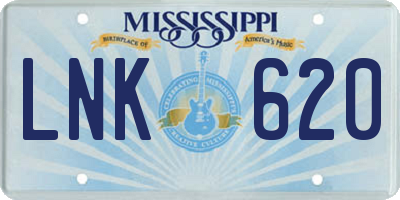 MS license plate LNK620