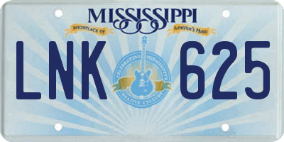 MS license plate LNK625