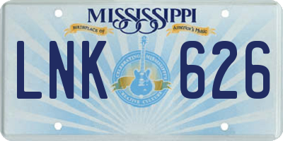 MS license plate LNK626