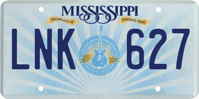 MS license plate LNK627