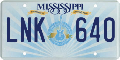 MS license plate LNK640