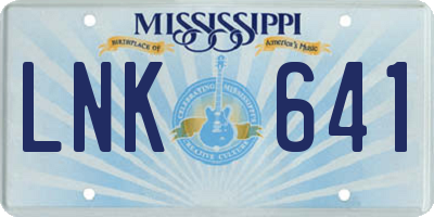MS license plate LNK641
