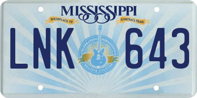 MS license plate LNK643