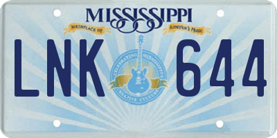 MS license plate LNK644