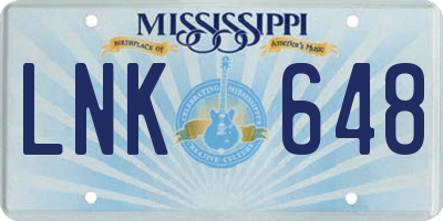 MS license plate LNK648