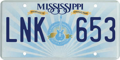 MS license plate LNK653