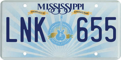 MS license plate LNK655