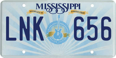 MS license plate LNK656