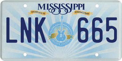 MS license plate LNK665