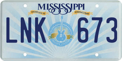 MS license plate LNK673