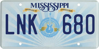 MS license plate LNK680