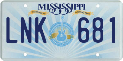 MS license plate LNK681
