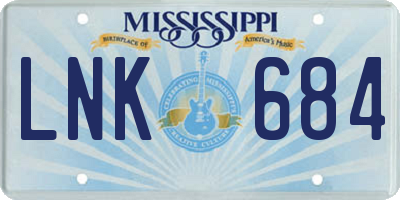 MS license plate LNK684