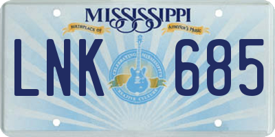 MS license plate LNK685