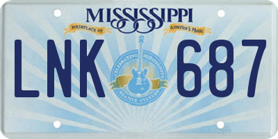 MS license plate LNK687