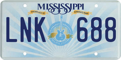 MS license plate LNK688