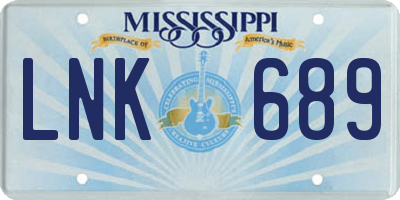 MS license plate LNK689