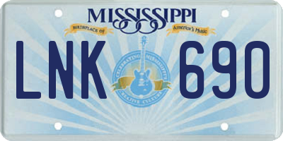 MS license plate LNK690
