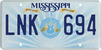MS license plate LNK694
