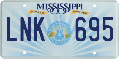 MS license plate LNK695