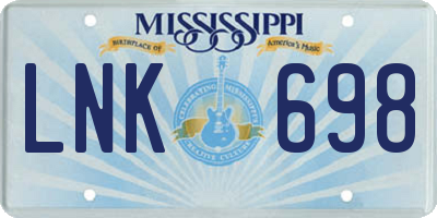 MS license plate LNK698