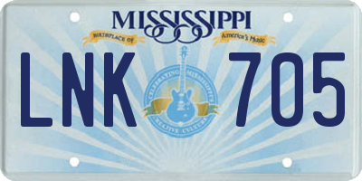 MS license plate LNK705