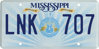 MS license plate LNK707